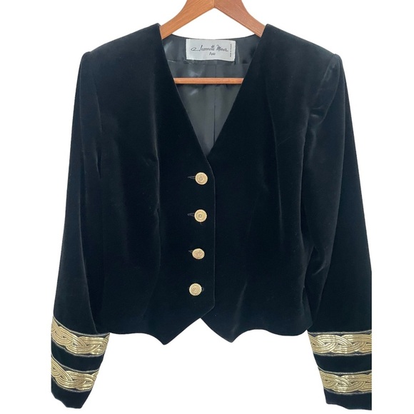 Vintage French Velvet and Gold Women’s Blazer size 40 by Jeannette Miner Paris - Picture 7 of 16